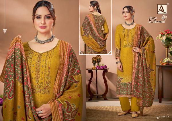 Alok Dhruvi Embroidery Winter Wear Pahsmina Dress Materail Collection